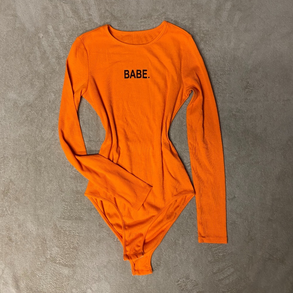 Orange "BABE" Bodysuit
